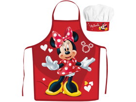 Kinderschürze mit Kochmütze Minnie Mouse Red Hearts