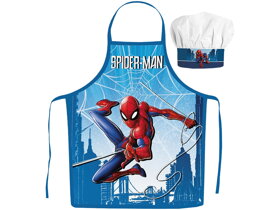 Kinderschürze mit Kochmütze Spiderman Skyline