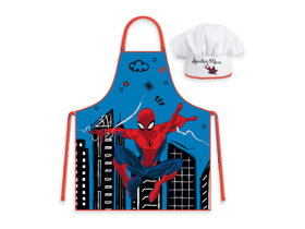 Kinderschürze mit Kochmütze Spiderman blau